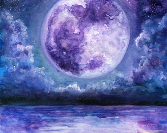 Moon Over Water Etsy