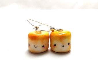 Polymer clay earrings, Marshmallow earrings, Cute food jewelry, Polymer clay food jewelry, Cute marshmallow, Kawaii marshmallow