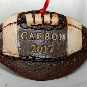 Personalized Football Christmas Ornament: Vintage Clay Keepsake