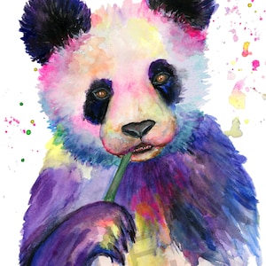 Colorful panda bear wall art, Panda bear art print, Watercolor panda painting, Panda décor, Panda bear wall art, Colorful panda painting