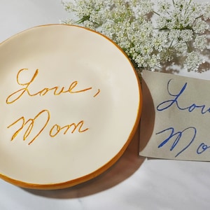 Personalized ring dish with your handwriting, Handwriting ring dish, Polymer clay ring dish holder, Handwritten note, Engraved handwriting