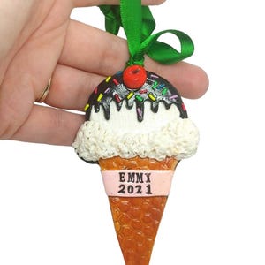 Personalisierte Eistüte Weihnachtsschmuck für Eiscreme-Liebhaber, Waffeltüte Weihnachtsschmuck, Eistüte Ornament, Eiscreme Geschenk