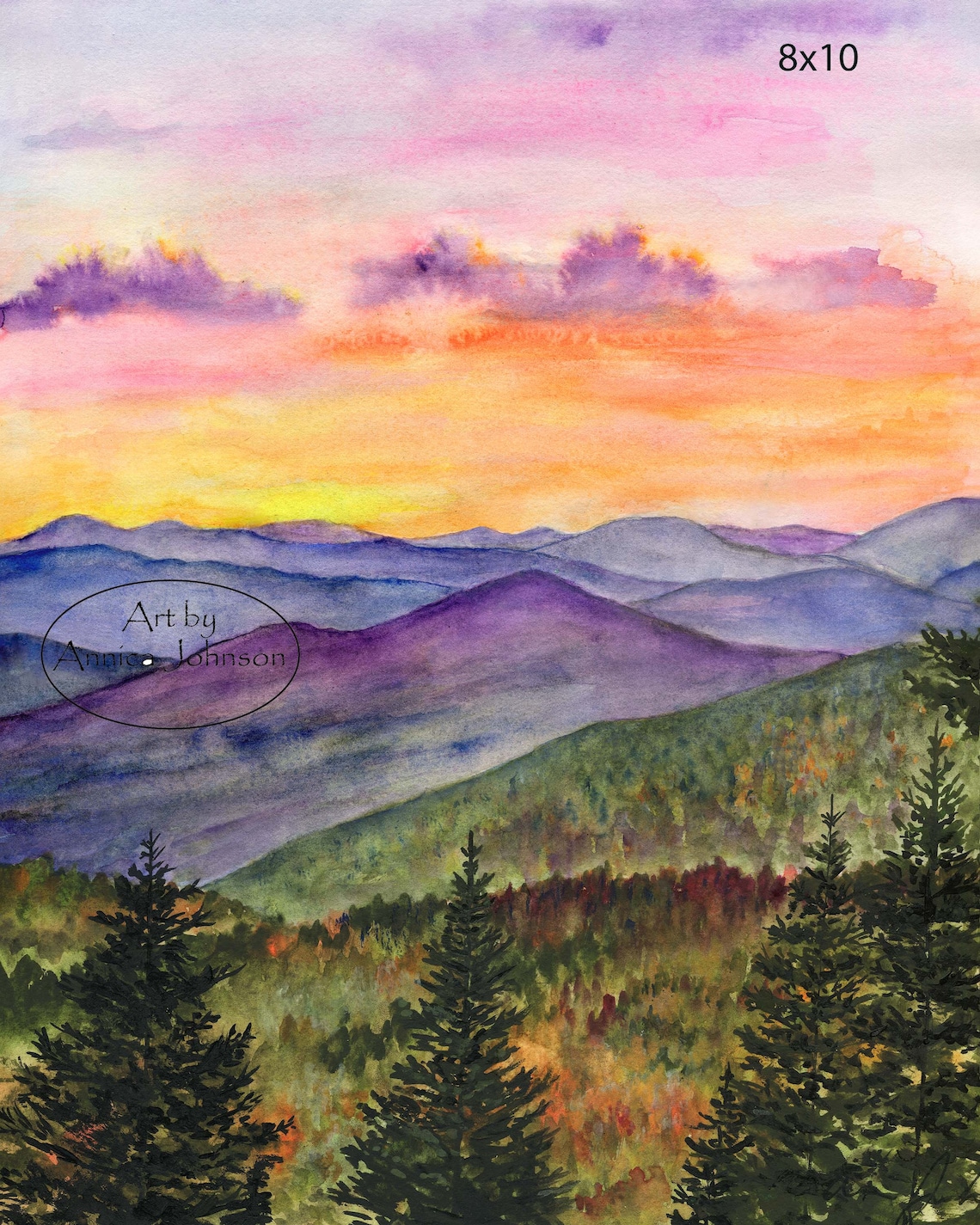 Mountain Sunset Landscape Art Print Mountain Art Print - Etsy