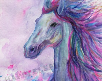 Watercolor Horse Print: Animal wall art