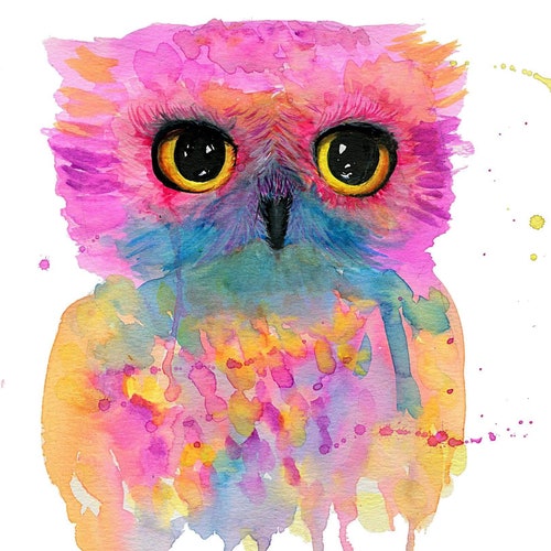 Pink Watercolor Owl Owl Wall Decor Pink Owl Art for Nursery Etsy