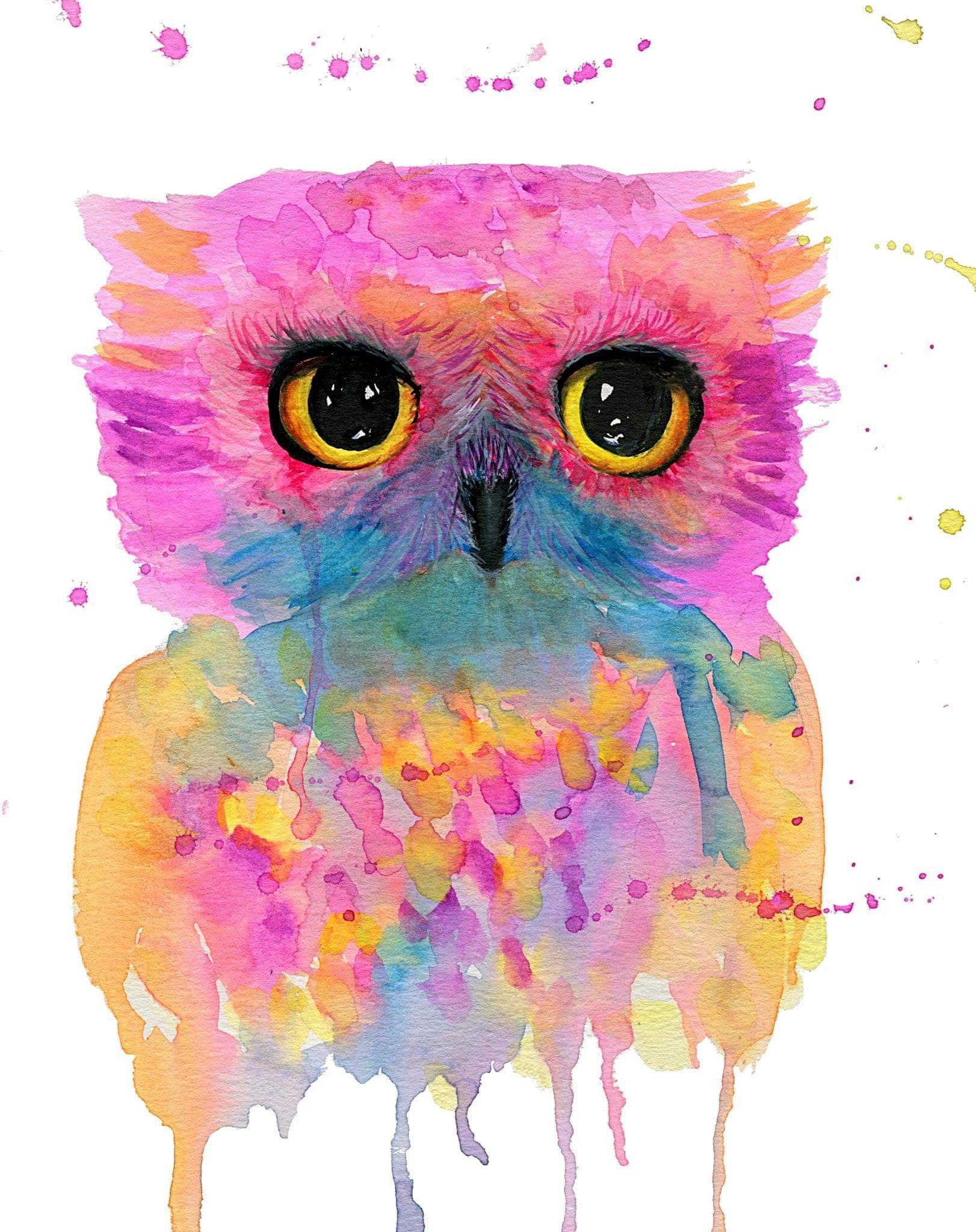 Pink Watercolor Owl Owl Wall Decor Pink Owl Art for Nursery Etsy