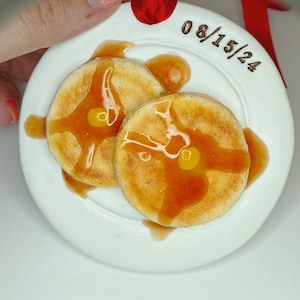 Personalized Polymer Clay Pancake Ornament: Handmade Breakfast food ornament