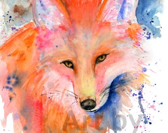 Fox watercolor painting, Fox art print, Fox wall art, Fox watercolor print, Wildlife art print