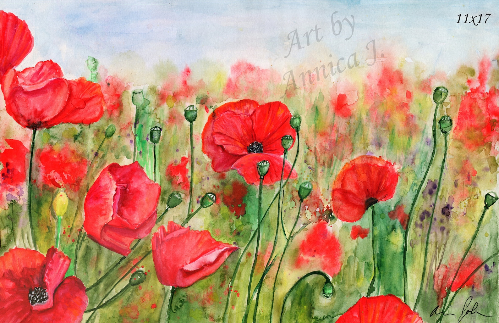 Red Poppy Wall Art, Watercolor Poppies Art Print - Etsy