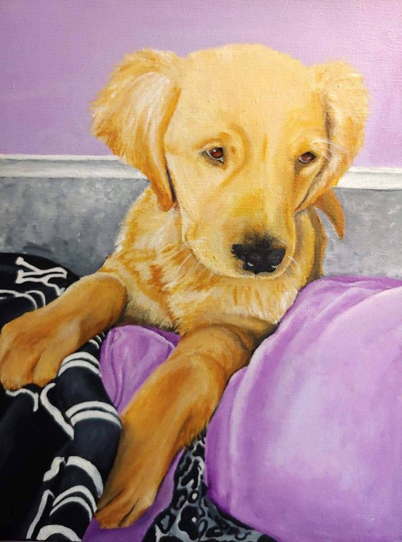 Custom Pet painting acrylic paint on canvas, Personalize pet portrait, Pet memorial painting, Dog lover gift, Pet painting from photo image 1