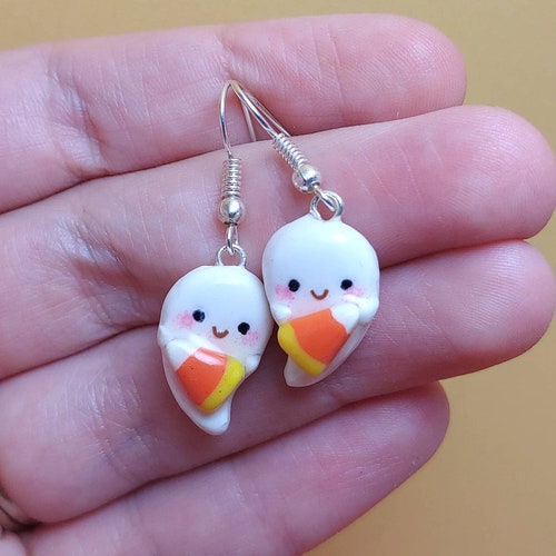 Ghost Polymer Clay Earrings Etsy