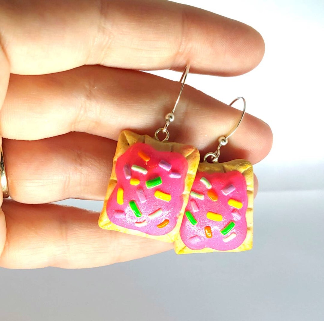 Polymer Clay Food Earrings, Cute Food Earring, Toaster Pastry Earrings