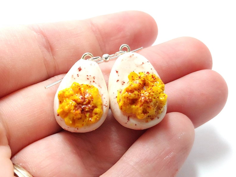 Polymer Clay Food Earrings Deviled Egg Earrings Funny Etsy