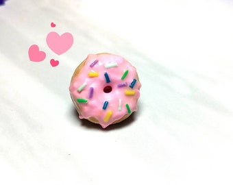 Cute lapel donut pin, Cute kawaii donut pin, Polymer clay donut pin, Food lapel pin, Donut with sprinkles