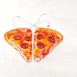 Handmade Polymer Clay Pizza Earrings: Fun Food Jewelry