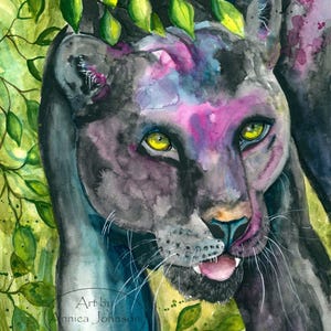 Black Panther Watercolor Art Print: Animal Wall Decor