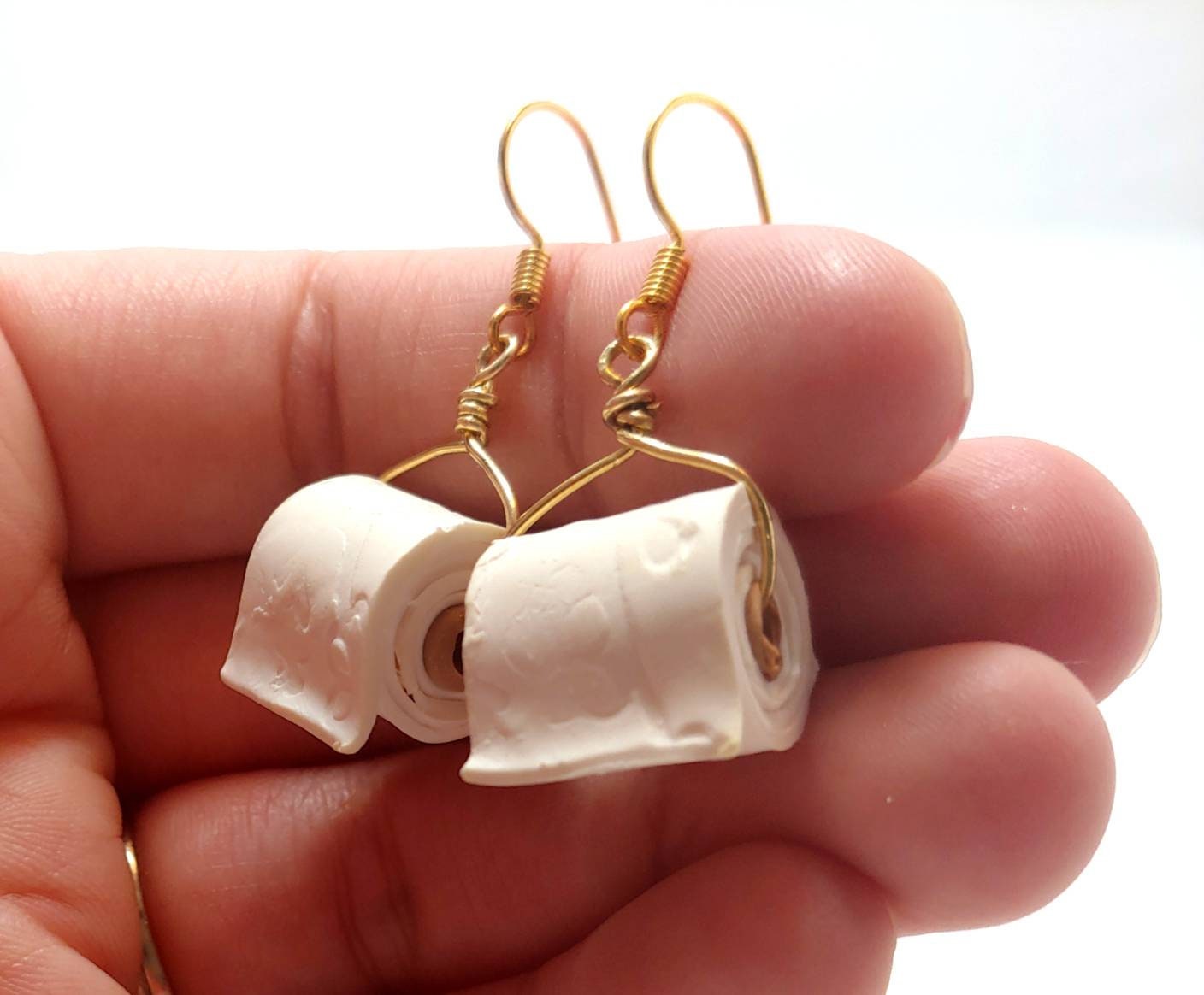wholesale prices Women Silver Toilet Paper Roll Earrings Hook Ear Wire