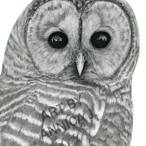 black and white owl art print, Owl wall decor, Owl lover gift, Owl charcoal drawing, Barred owl art print