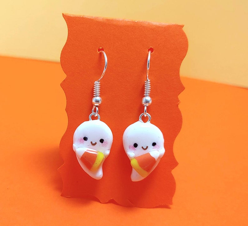 Polymer clay ghost earrings Ghost Halloween earrings Cute Etsy