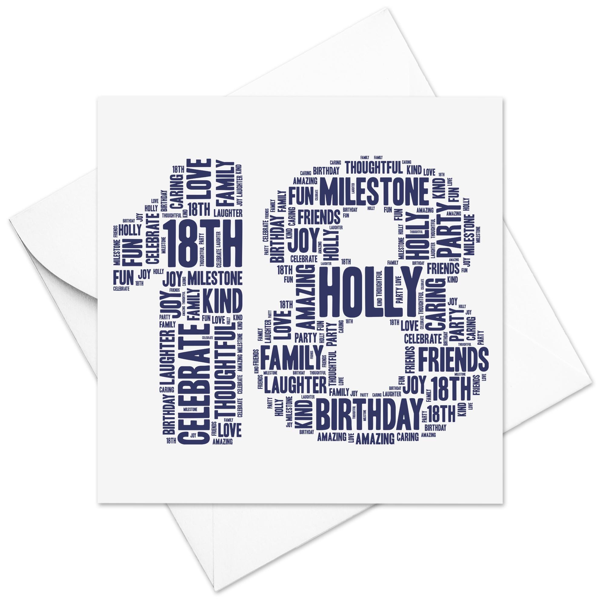 Personalised 18th Birthday Card, Custom Word Art, Male or Female NL ...