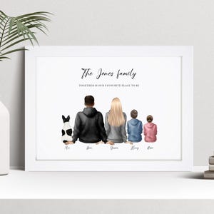 Personalised Family Portrait Print, Father&#39;s Day Gift, Custom Wall Art Framed Picture, Present For Dad, Daddy NL