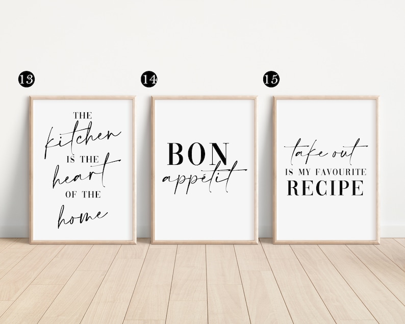 Food Themed Kitchen Prints, Dining Room Wall Art Prints, Unframed Kitchen Poster - Home Décor, Kitchen White and Black A5 A4 A3 Print bild 6