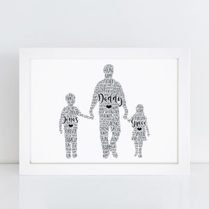 Custom Portait Personalised Family Print Wall Art Frame Birthday, Father's Day Gifts For Dad, Daddy From Son, Daughter, Kids image 2