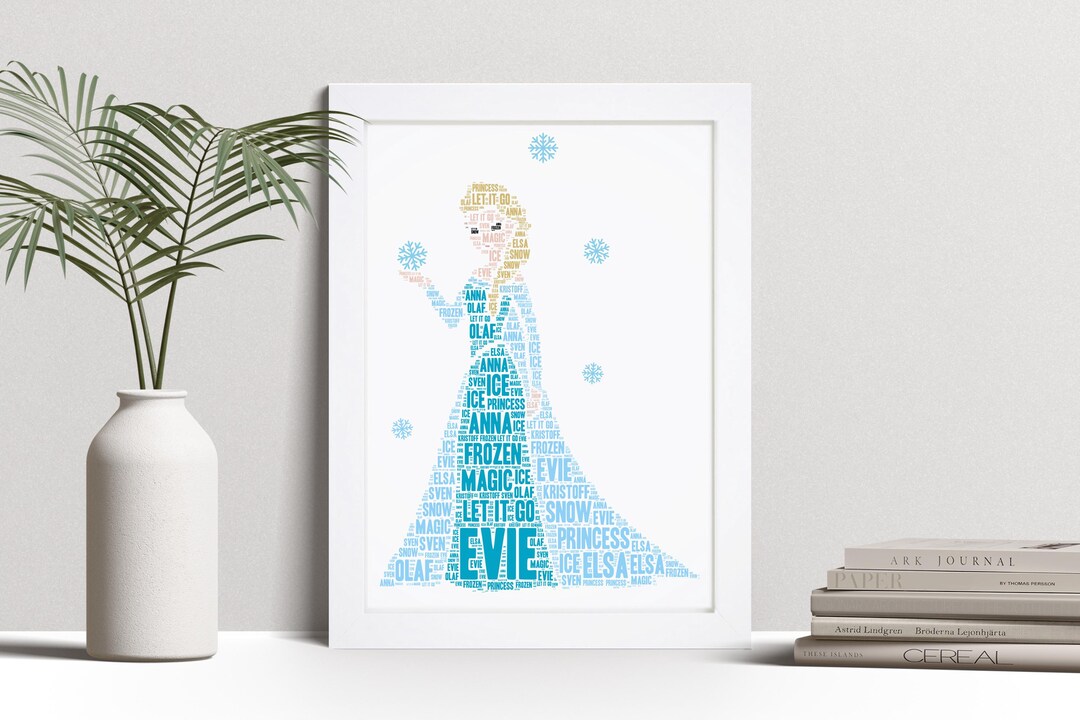 Elsa Text Personalised Elsa Word Art Print, Frozen Princess Custom Wall Art Decor ...