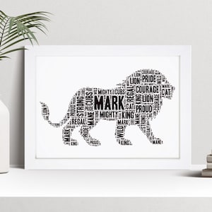 Impressão artística personalizada com palavras de leão, arte de parede personalizada, imagem emoldurada, presente para homens e mulheres, Holanda