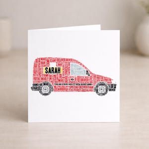 Personalised Post Van Card – Word Art, Postman Thank You