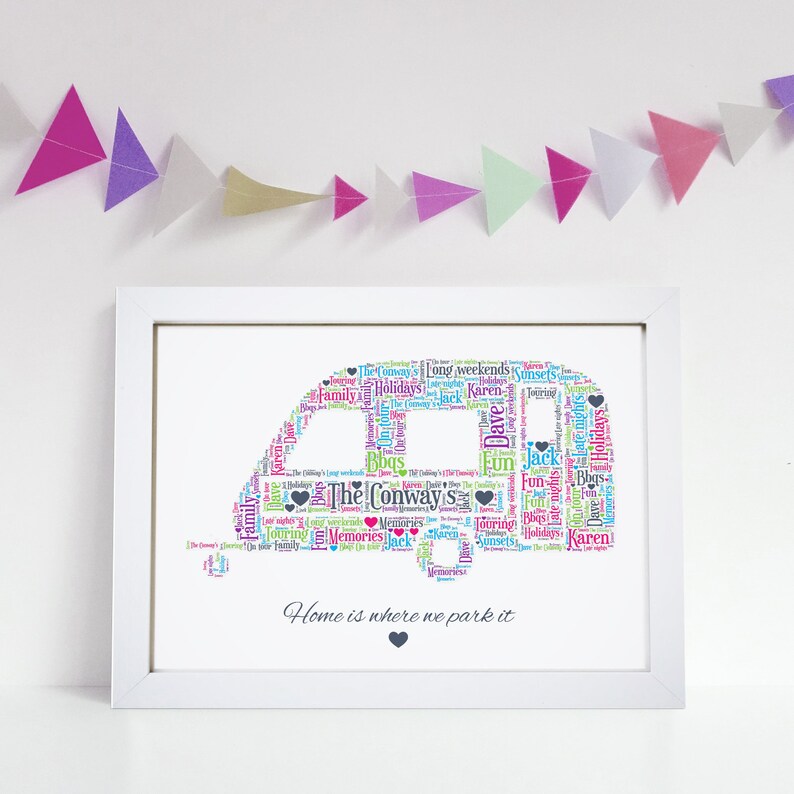 Caravan Caravanning Word Art Personalised Travel Gift Christmas Birthday Print