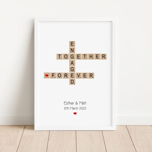 Personalised Scrabble Print - Engagement Gifts - Engaged Couples Present - For Him, Her, Best Friends, Son, Daughter, Sister, Brother
