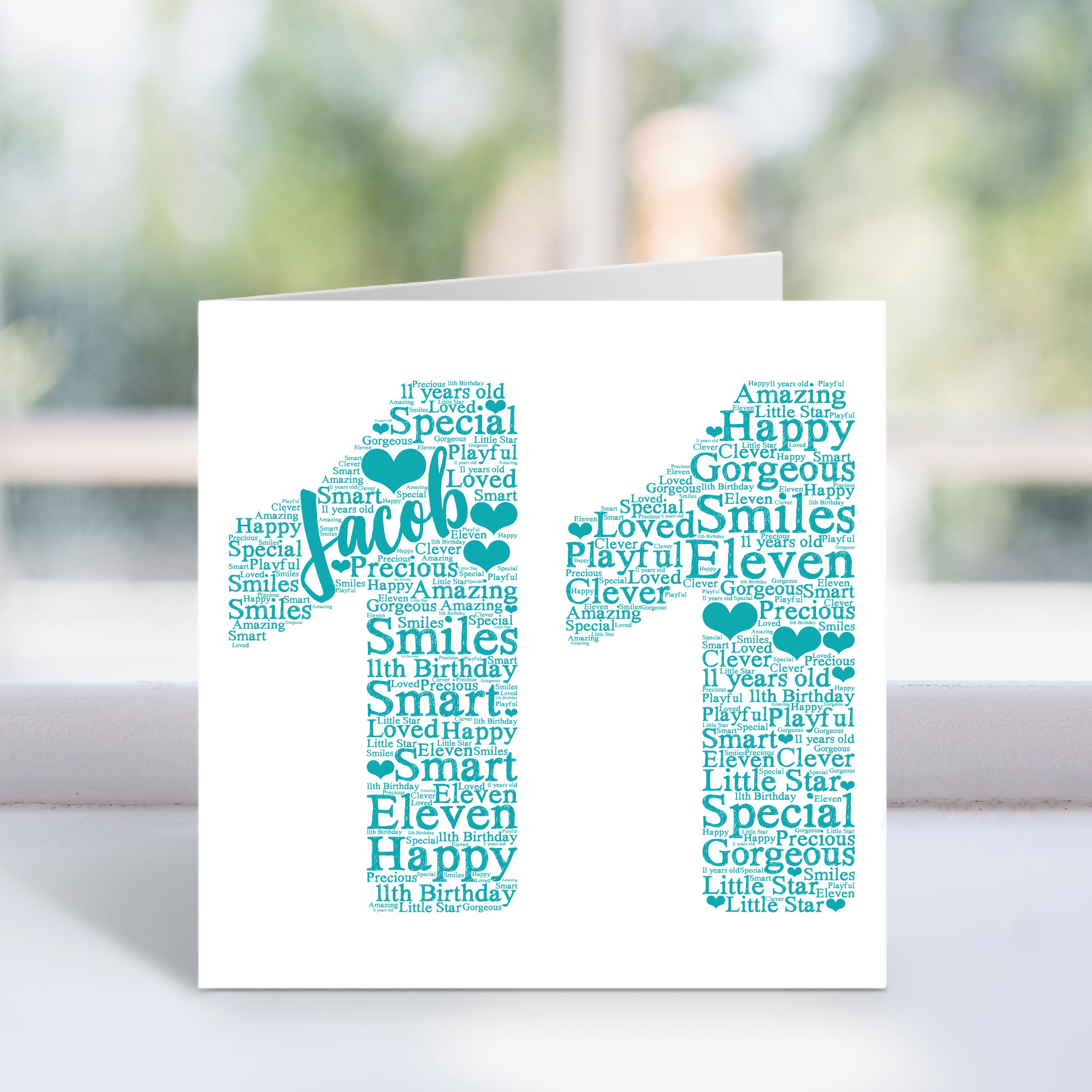 Carte Dart Word Personnalisee Du 11e Anniversaire 11 Ans Etsy France