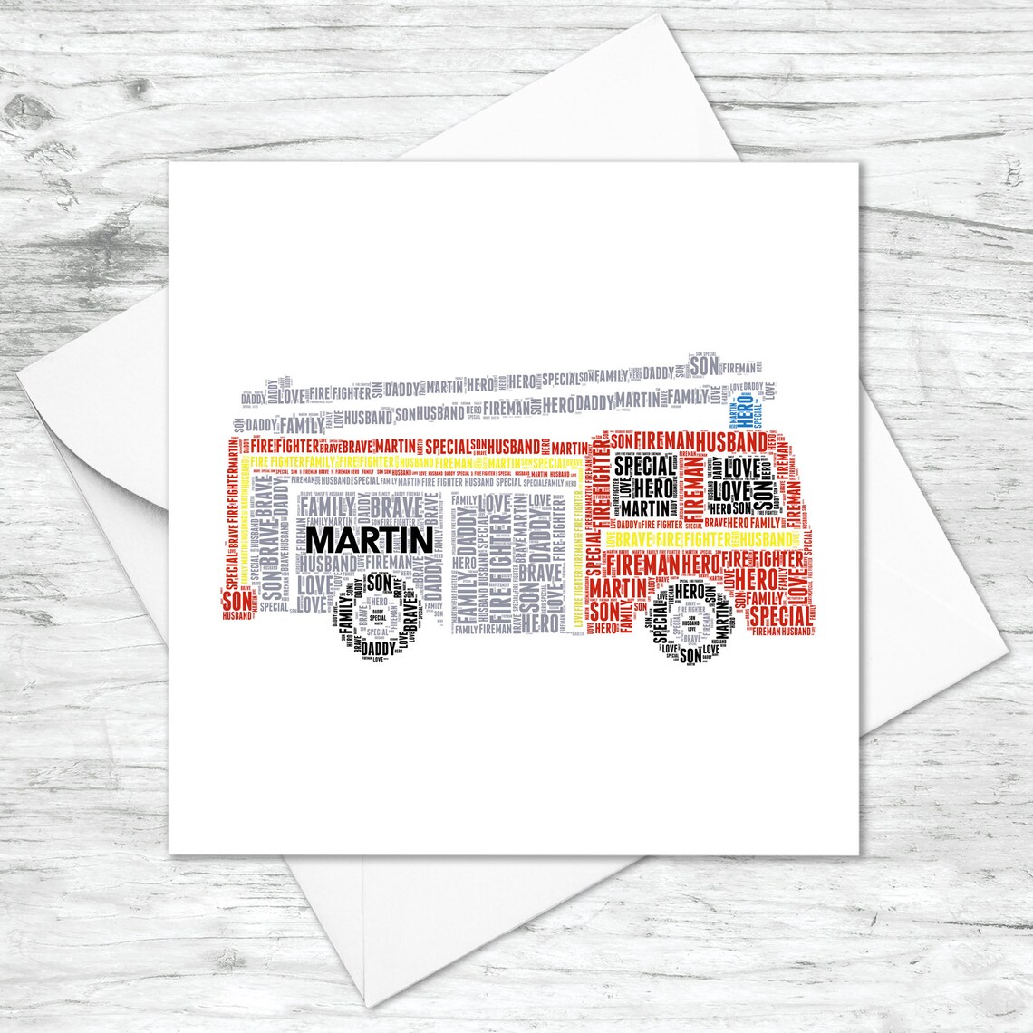 Personalised Fire Engine Card Custom Word Art Card Fire - Etsy