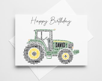 Personalised Tractor Card - Farmer, Farming Custom Keepsake, For Him, Her, Men, Women, Kids, Boys NL