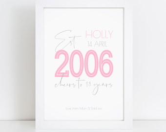 Personalised 18th Print - Born in 2006 - Birthday Keepsake Gifts - For Him, Her, Boy, Girl - Daughter, Son, Granddaughter, Grandson