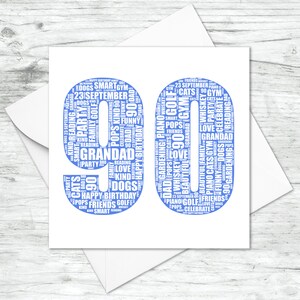 Personalised Birthday 90th Card For Him Word Art Grandad Any Name Number Print Personalised Birthday 90th Card For Him Word Art Grandad Any Name Number Print