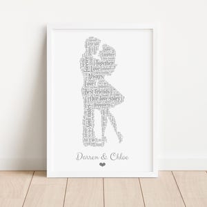 Personalised Couple Print - Valentines Day, Wedding, Anniversary Gifts - Framed Word Wall Art Gifts For Couples