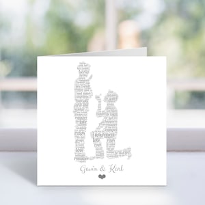 Carta di fidanzamento personalizzata con parole artistiche - Stesso sesso, matrimonio gay, carta di anniversario maschile - Per lui, uomini, coppie - Fidanzato
