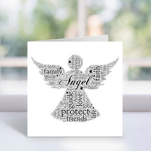 Biglietto d'auguri personalizzato con angelo custode - Biglietti di ringraziamento, compleanno, battesimo - Per lui, lei, ragazze, neonati - Regalo ricordo