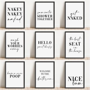 Minimalistic Themed Prints, Bathroom Wall Art Prints, Unframed Bathroom Poster - Home Décor, White and Black A5 A4 A3 Prints