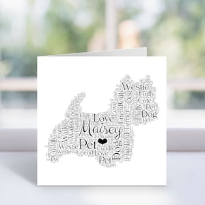 Tarjeta personalizada con texto en inglés "West Highland Terrier Word Art" - Tarjeta conmemorativa de Westie - Para él, para ella, para hombres, para mujeres - Amante de los perros, dueño