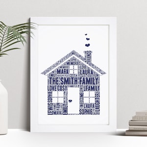 Impresión artística personalizada con la palabra &quot;Casa&quot;, regalo de inauguración de la casa, cuadro enmarcado personalizado, regalo para nuevos propietarios de viviendas en los Países Bajos.