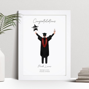 Personalised Graduation Print, Graduating, Uni Leaving Gift, Custom Wall Art Portrait Framed Picture, Present For Son, Friend NL