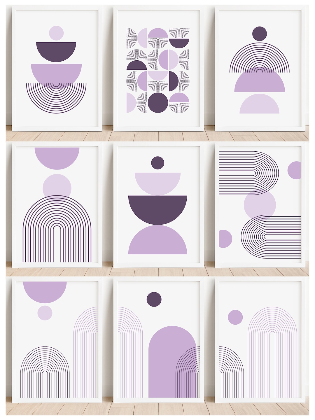 Printable Set of 3 Geometric Shapes Wall Art Prints - Modern Mid ...