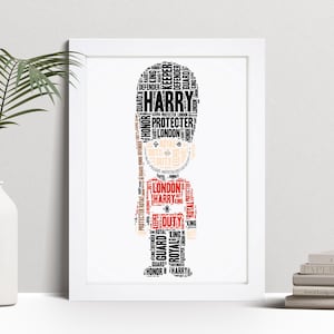 Stampa artistica personalizzata con la scritta &quot;Kings Guard&quot;, regalo di Londra, quadro da parete personalizzato con cornice, regalo per bambini, Children NL