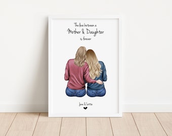 Personalised Mother and Daughter Print - Birthday Poster Gifts - Picture For Mum - From Daughter to Mum Gifts