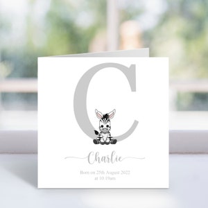 Gepersonaliseerde safaridierenkaart - schattige babykaart voor nieuwe baby - gefeliciteerd nieuwe babykaart - nieuwe baby