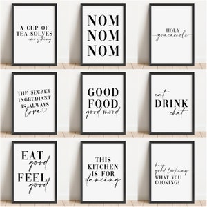 Food Themed Kitchen Prints, Dining Room Wall Art Prints, Unframed Kitchen Poster - Home Décor, Kitchen White and Black A5 A4 A3 Print bild 1