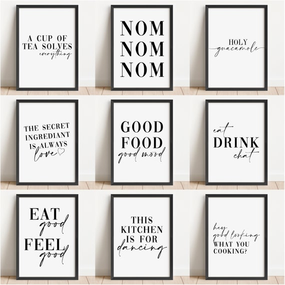 Food Themed Kitchen Prints, Dining Room Wall Art Prints, Unframed Kitchen Poster - Home Décor, Kitchen White and Black A5 A4 A3 Print